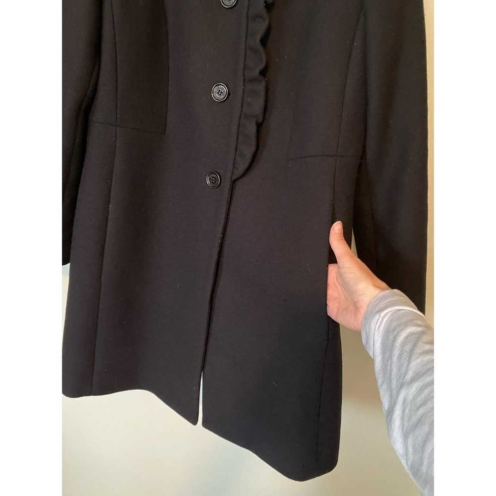 Talbots Ruffle Melton Coat Black Wool Fabric Made… - image 4