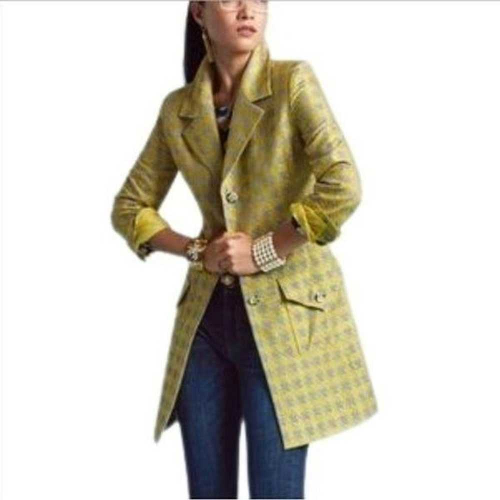 Cabi Regency Yellow Houndstooth Coat Long Jacket … - image 2