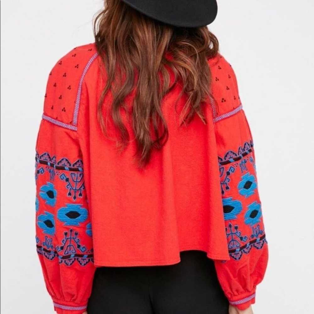 Free People Swingy Embroidered Tie Front Jacket - image 6