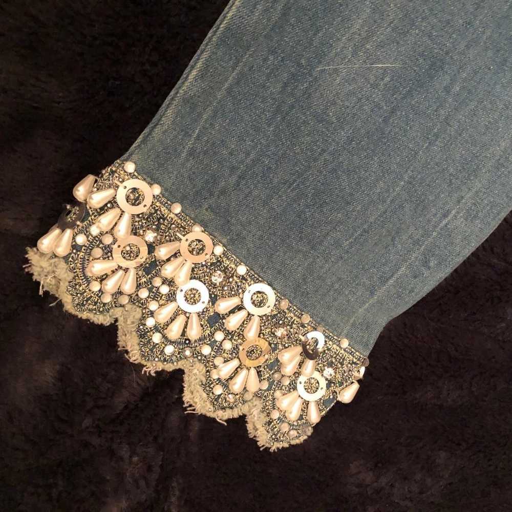 Tesoro Moda Jean Jacket with Lace, Beads, Bling, … - image 6