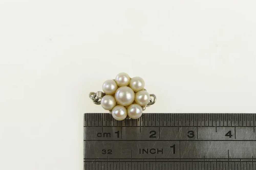 14K 1950's Pearl Vintage Round Cluster Clasp Whit… - image 4