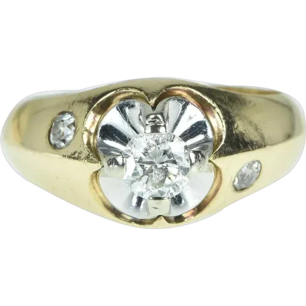 14K 1.05 Ctw Mens Diamond Vintage Wedding Ring Si… - image 1