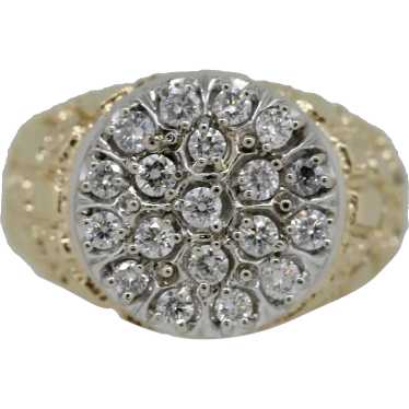 10k Yellow Gold Diamond Cluster Nugget Ring - Size