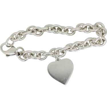 Sterling Silver Heart Charm Bracelet - 7.5" - image 1