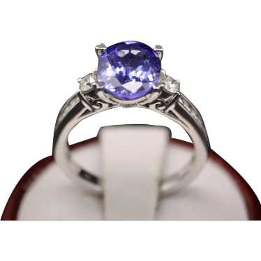 2.8 Cttw Tanzanite & .45 Cttw Diamond Ring 9K Whi… - image 1