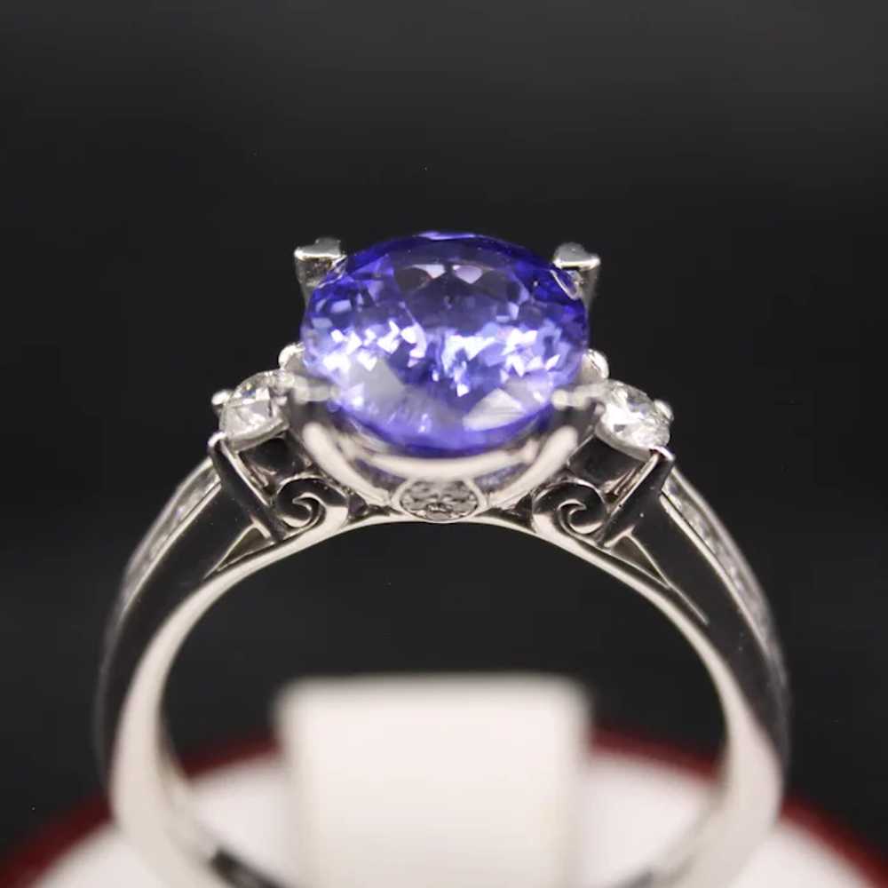 2.8 Cttw Tanzanite & .45 Cttw Diamond Ring 9K Whi… - image 6