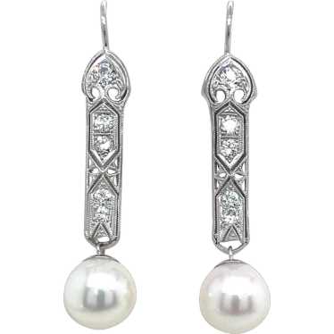 Edwardian Platinum Diamond and Pearl Earrings