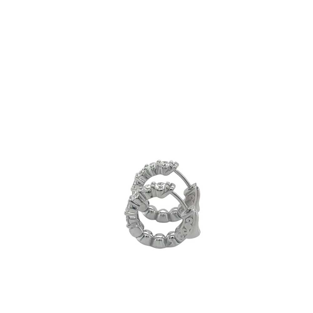 14K White Gold Diamond Hoop Earring - image 2