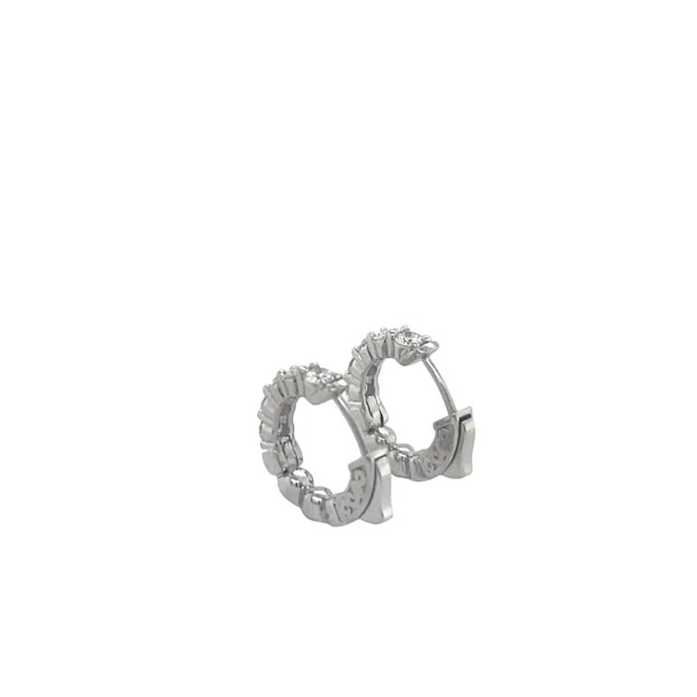 14K White Gold Diamond Hoop Earring - image 3