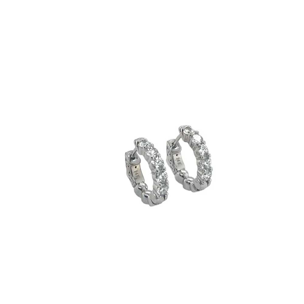 14K White Gold Diamond Hoop Earring - image 4