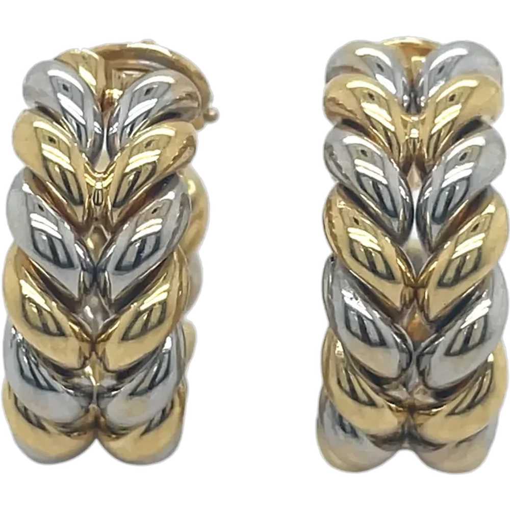 18K Yellow and White Gold Hoop Earrings - image 1