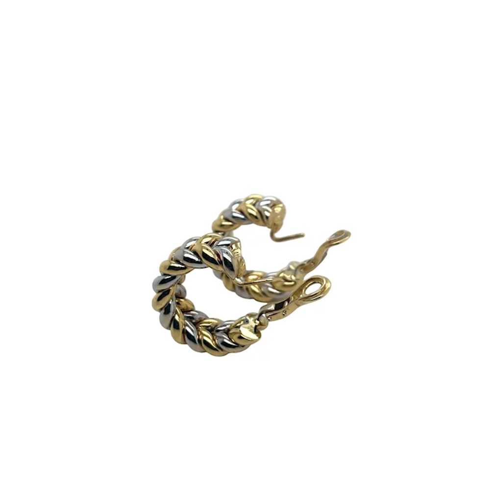 18K Yellow and White Gold Hoop Earrings - image 2