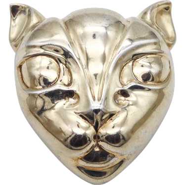 PATRICIA VON MUSULIN Geometric Cats Face Brooch I… - image 1