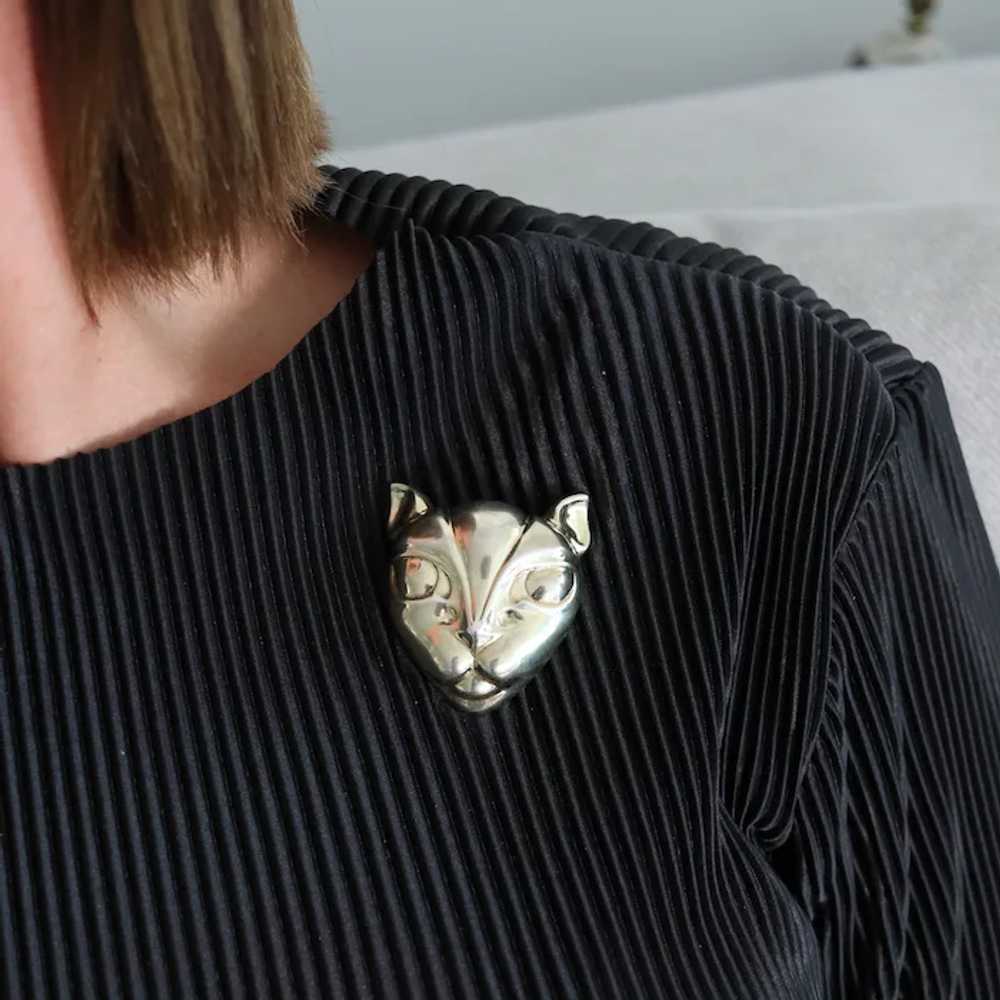 PATRICIA VON MUSULIN Geometric Cats Face Brooch I… - image 2