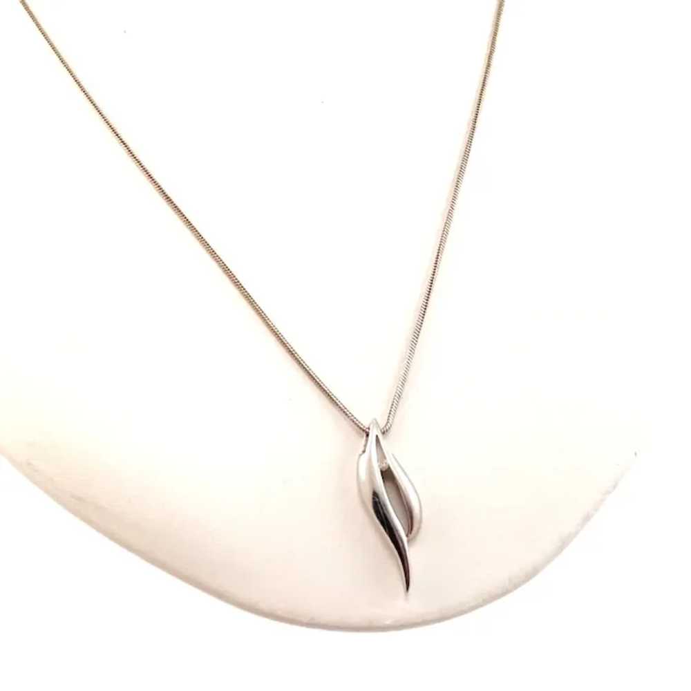 Sterling Silver Pendant Genuine Round Diamond Pen… - image 2