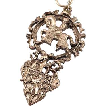 St. George and the Dragon Pendant Necklace Ornate… - image 1