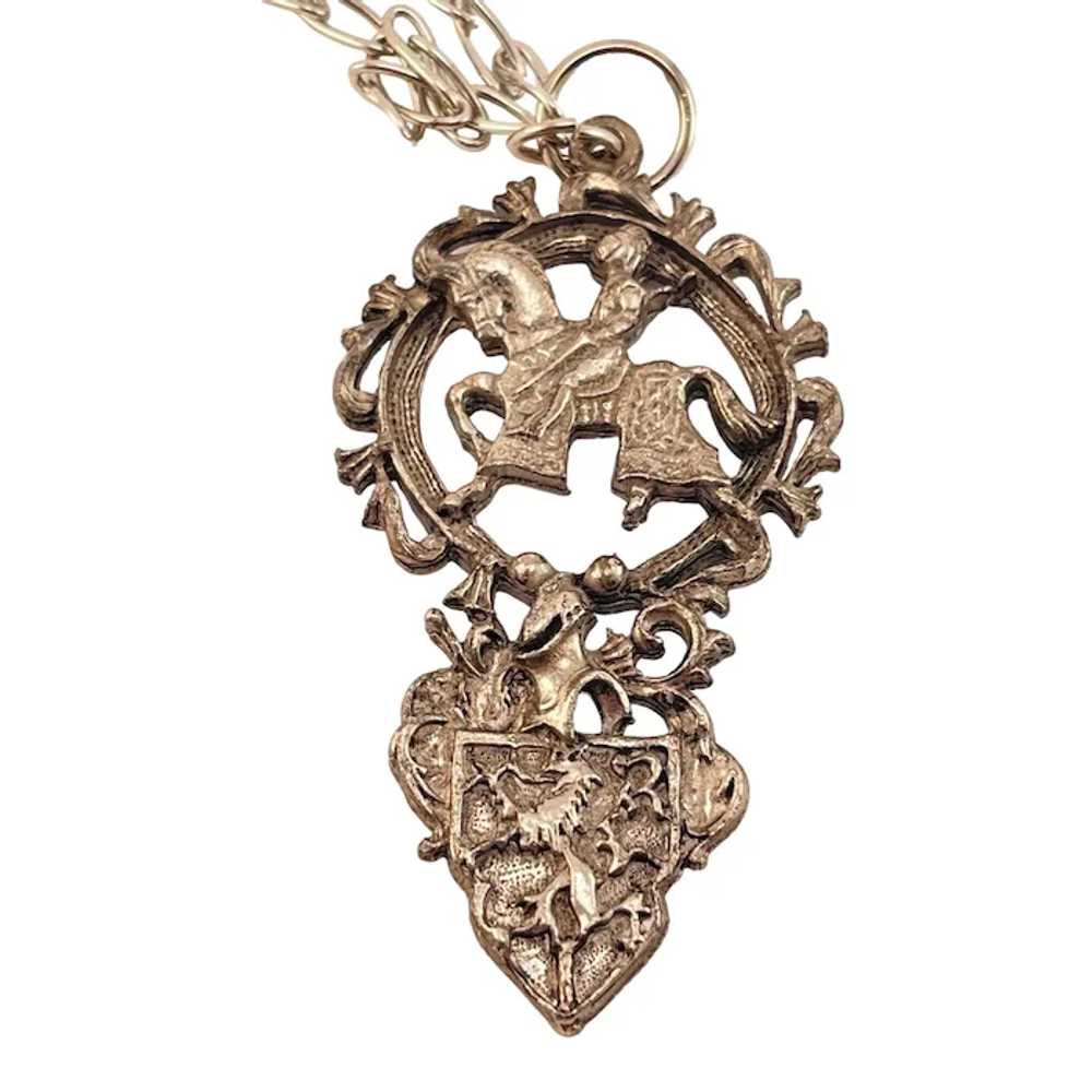 St. George and the Dragon Pendant Necklace Ornate… - image 2