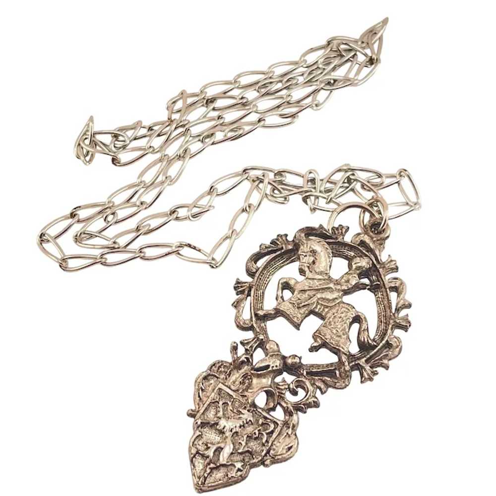 St. George and the Dragon Pendant Necklace Ornate… - image 5