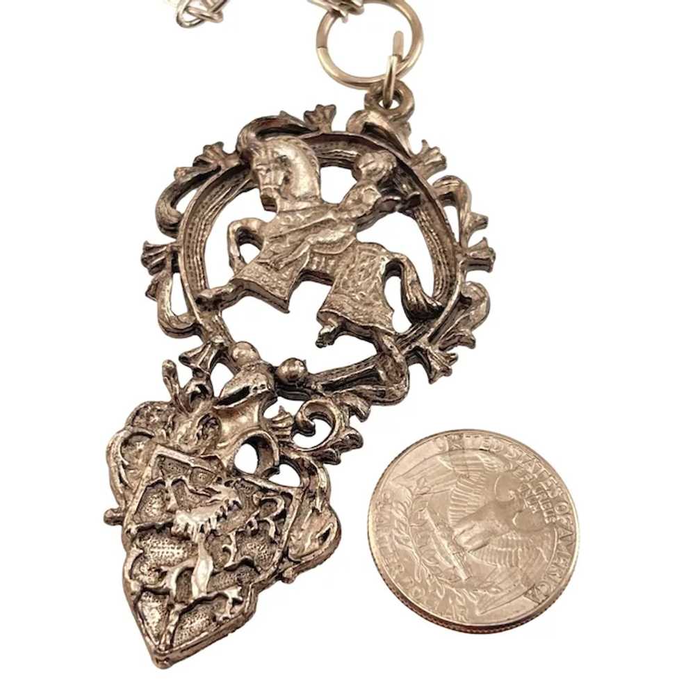 St. George and the Dragon Pendant Necklace Ornate… - image 6