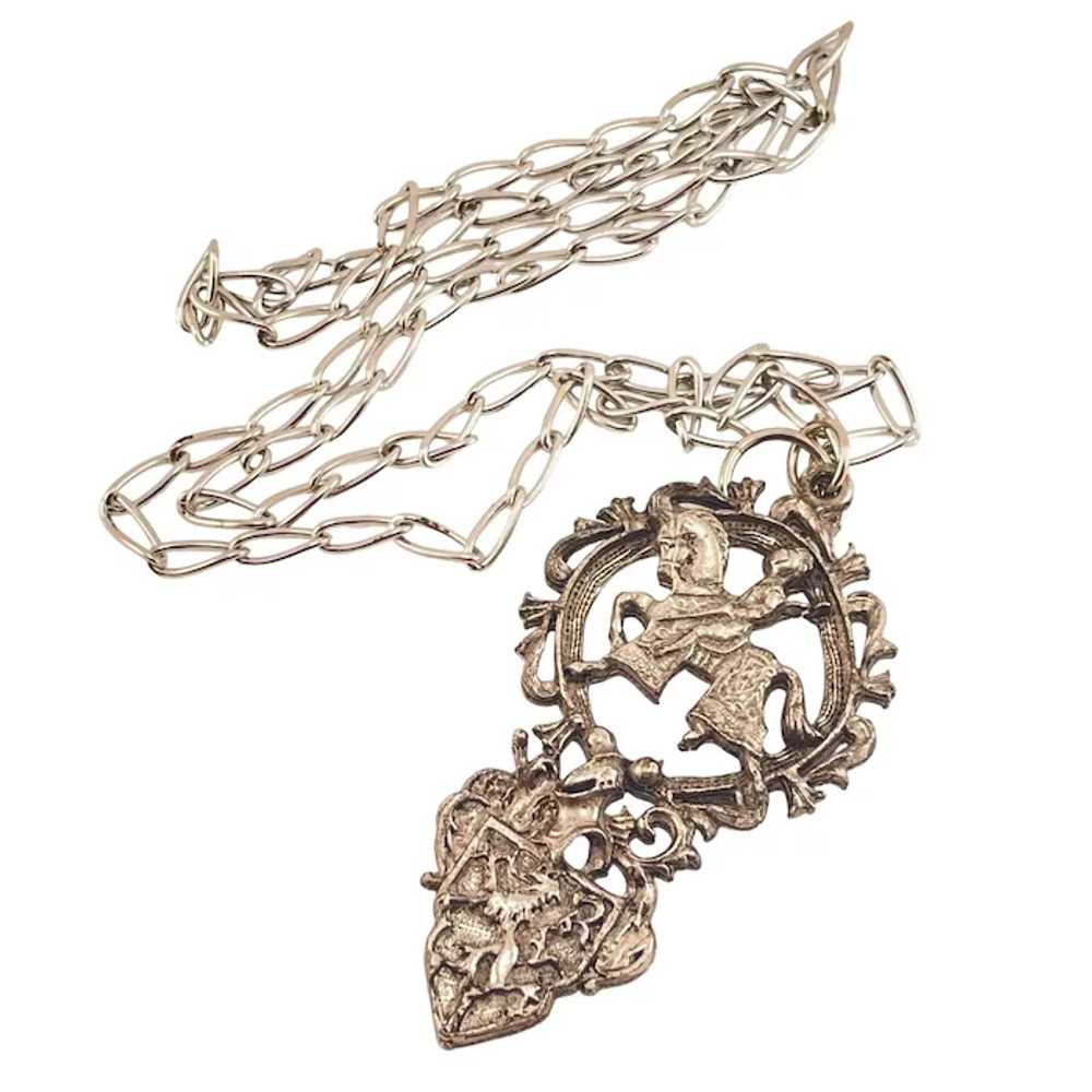 St. George and the Dragon Pendant Necklace Ornate… - image 7