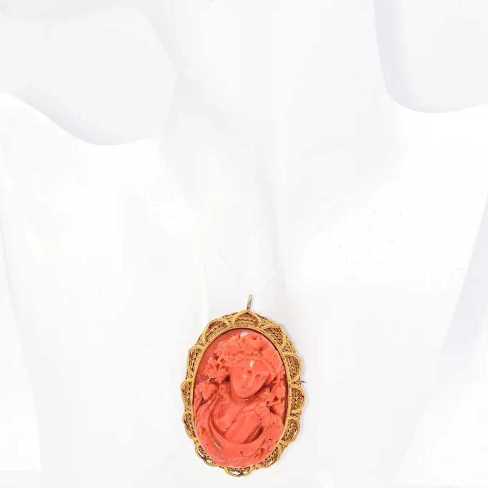 Antique 20K Gold Red Coral Cameo Bacchante Bacchu… - image 6