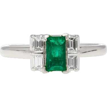 0.98 Carat Baguette Colombian Emerald, Diamond Pla