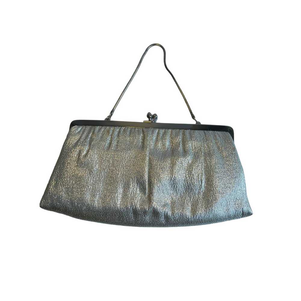 Vintage Silver Shimmer Evening Bag Clutch Purse B… - image 1