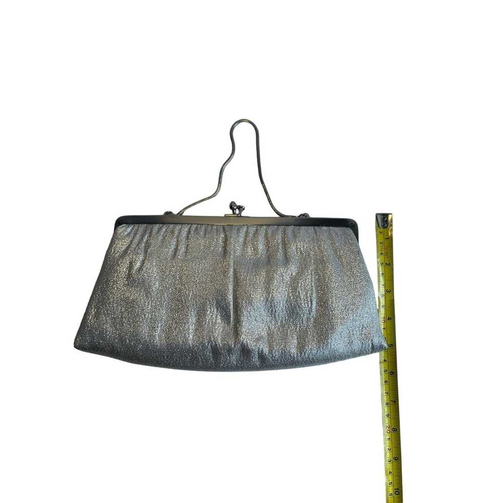 Vintage Silver Shimmer Evening Bag Clutch Purse B… - image 3
