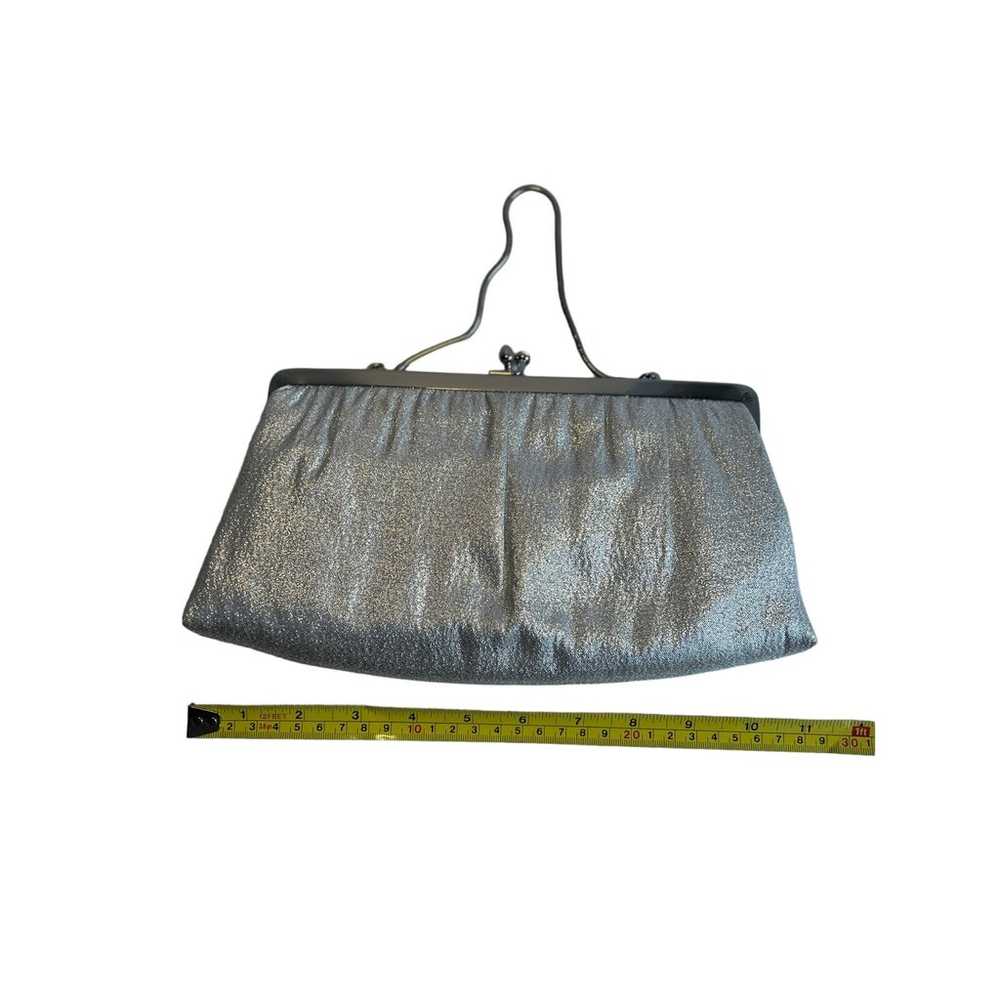 Vintage Silver Shimmer Evening Bag Clutch Purse B… - image 4