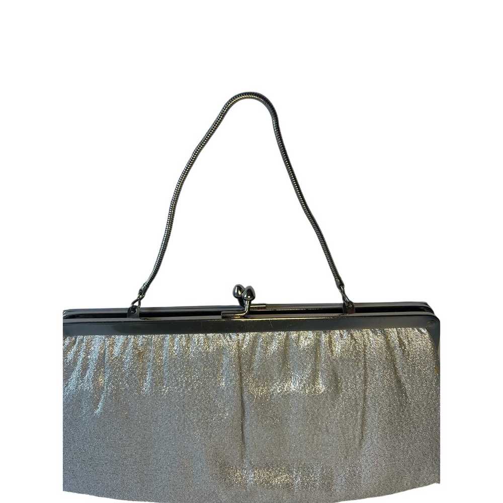 Vintage Silver Shimmer Evening Bag Clutch Purse B… - image 7