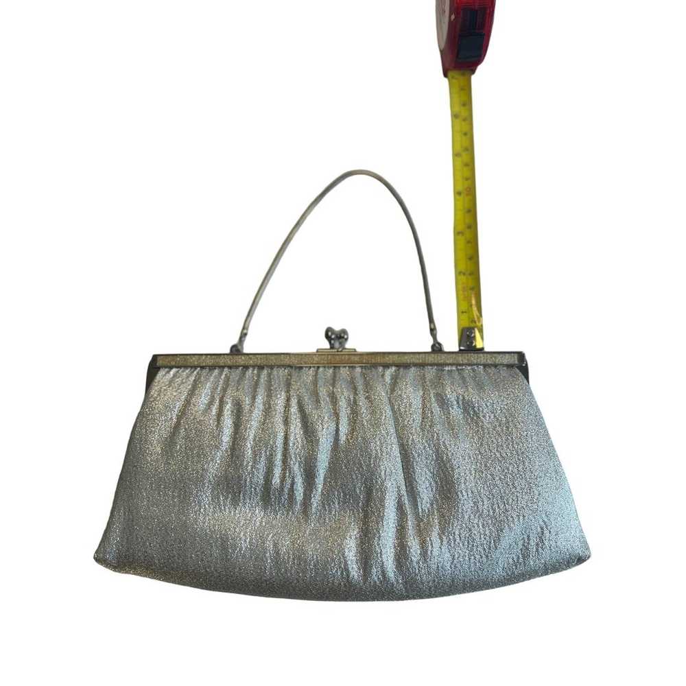 Vintage Silver Shimmer Evening Bag Clutch Purse B… - image 8