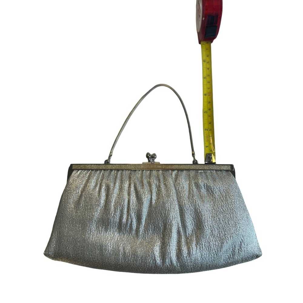 Vintage Silver Shimmer Evening Bag Clutch Purse B… - image 9