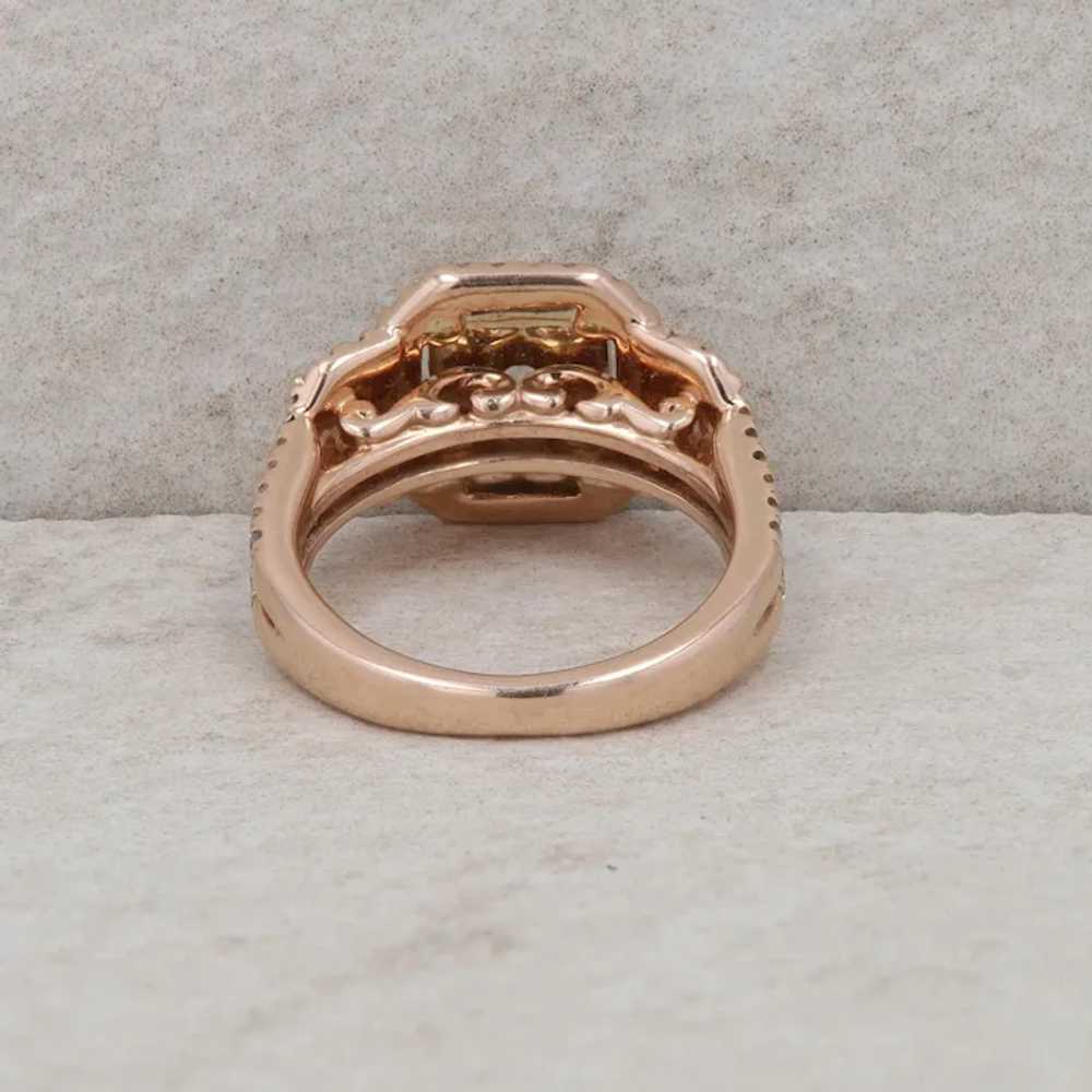 14k Rose Gold Emerald Cut Diamond Double Halo Eng… - image 3