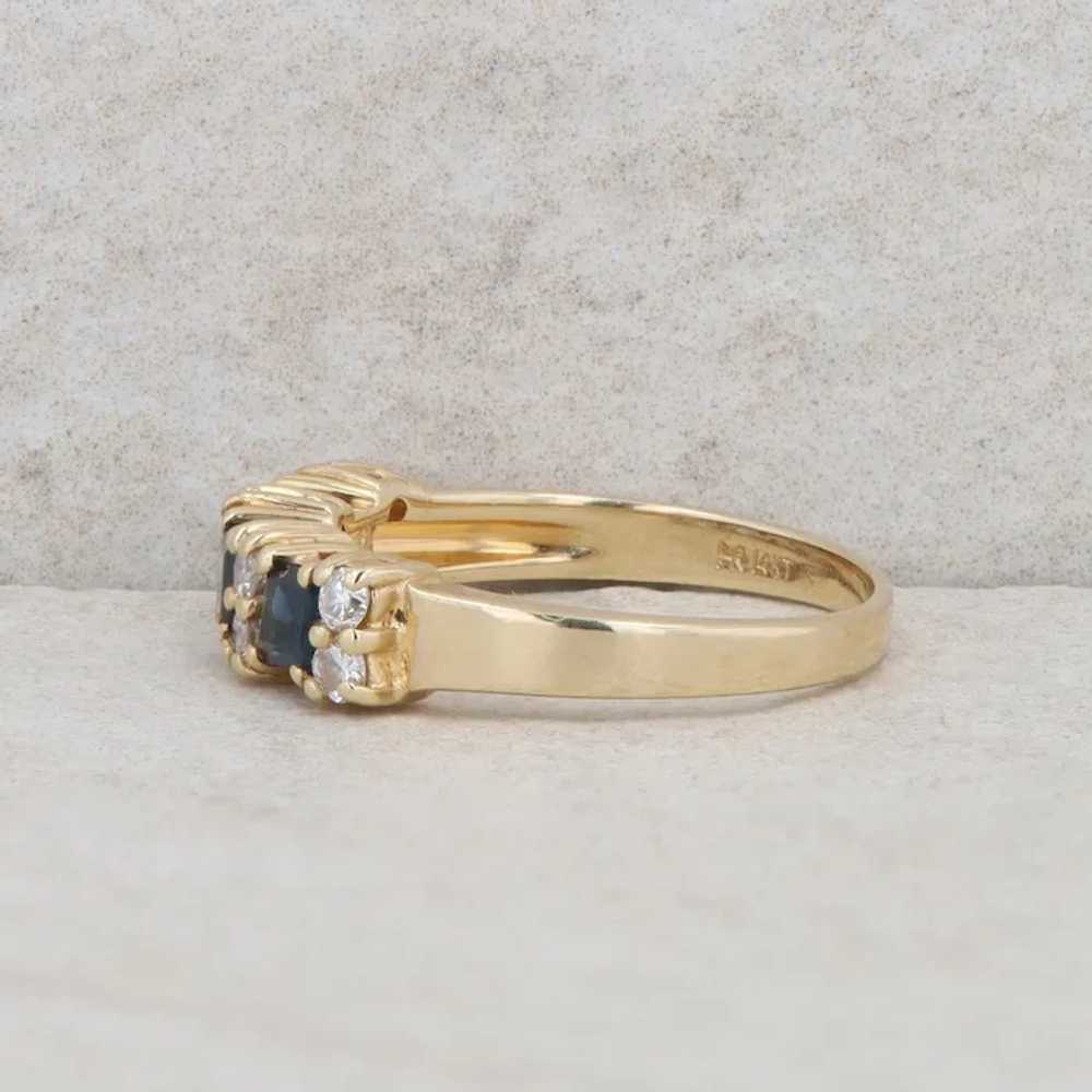 14k Yellow Gold Princess Cut Sapphires and Round … - image 2