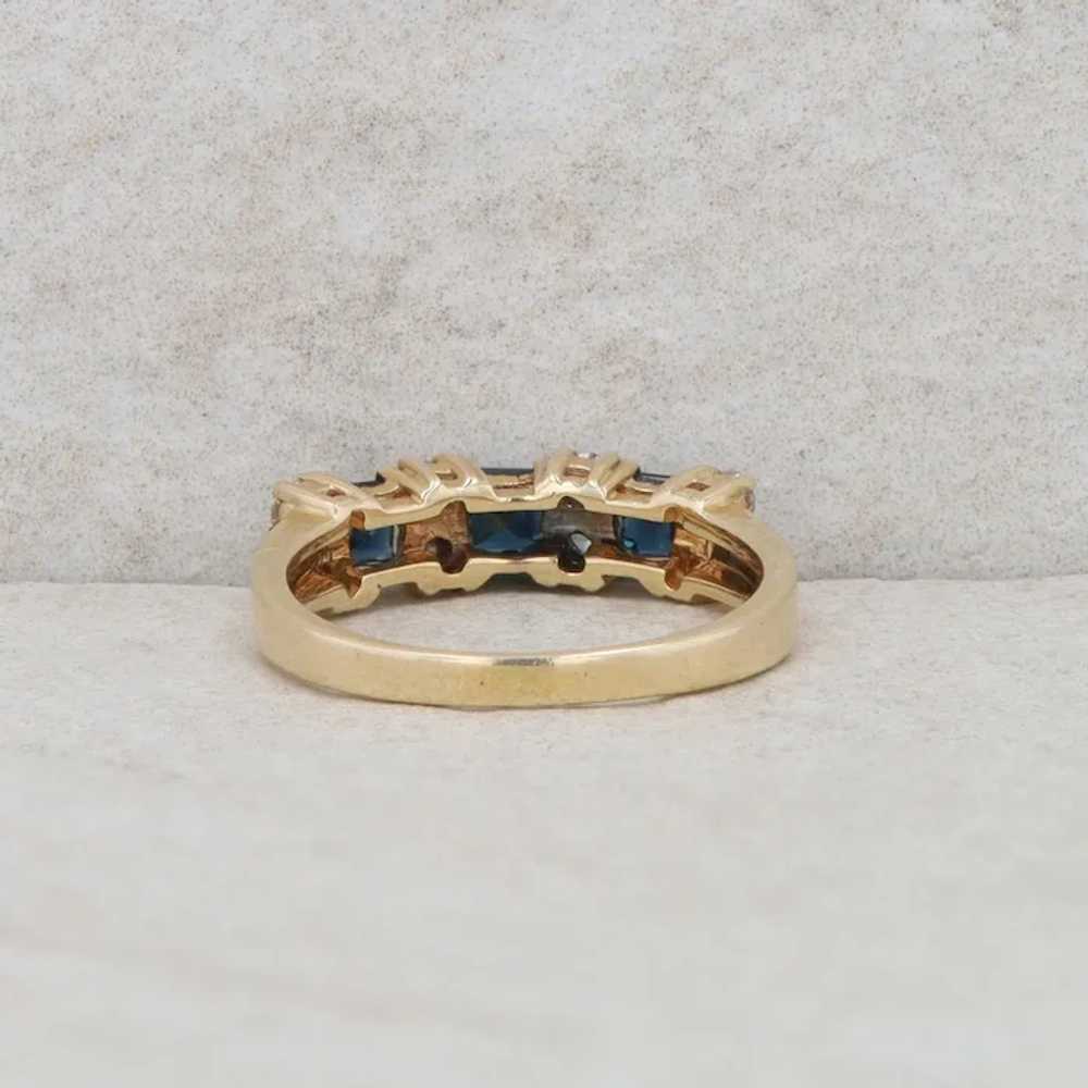 14k Yellow Gold Princess Cut Sapphires and Round … - image 3