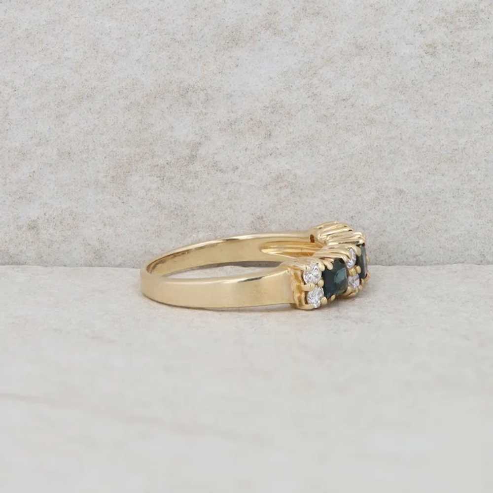 14k Yellow Gold Princess Cut Sapphires and Round … - image 4