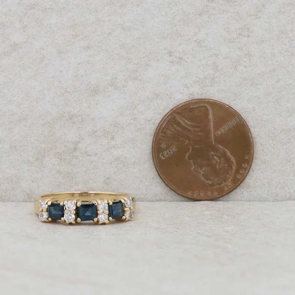 14k Yellow Gold Princess Cut Sapphires and Round … - image 6