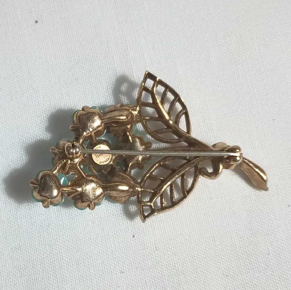 Trifari forget me not flower pin turquoise blue - image 2