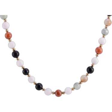 Nephrite, Serpentine & Quartz Bead Necklace - image 1