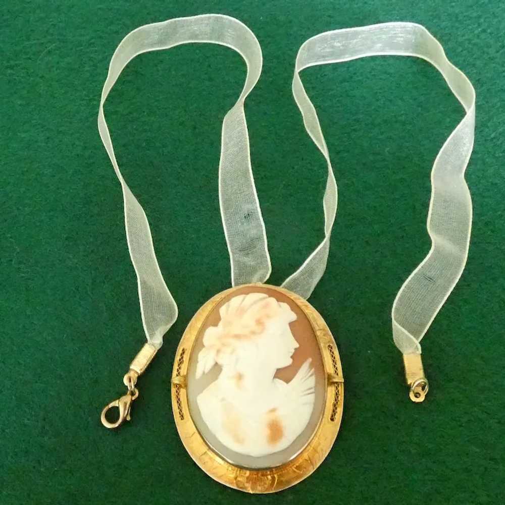 10k and Cameo Art Nouveau Necklace / Brooch - image 2