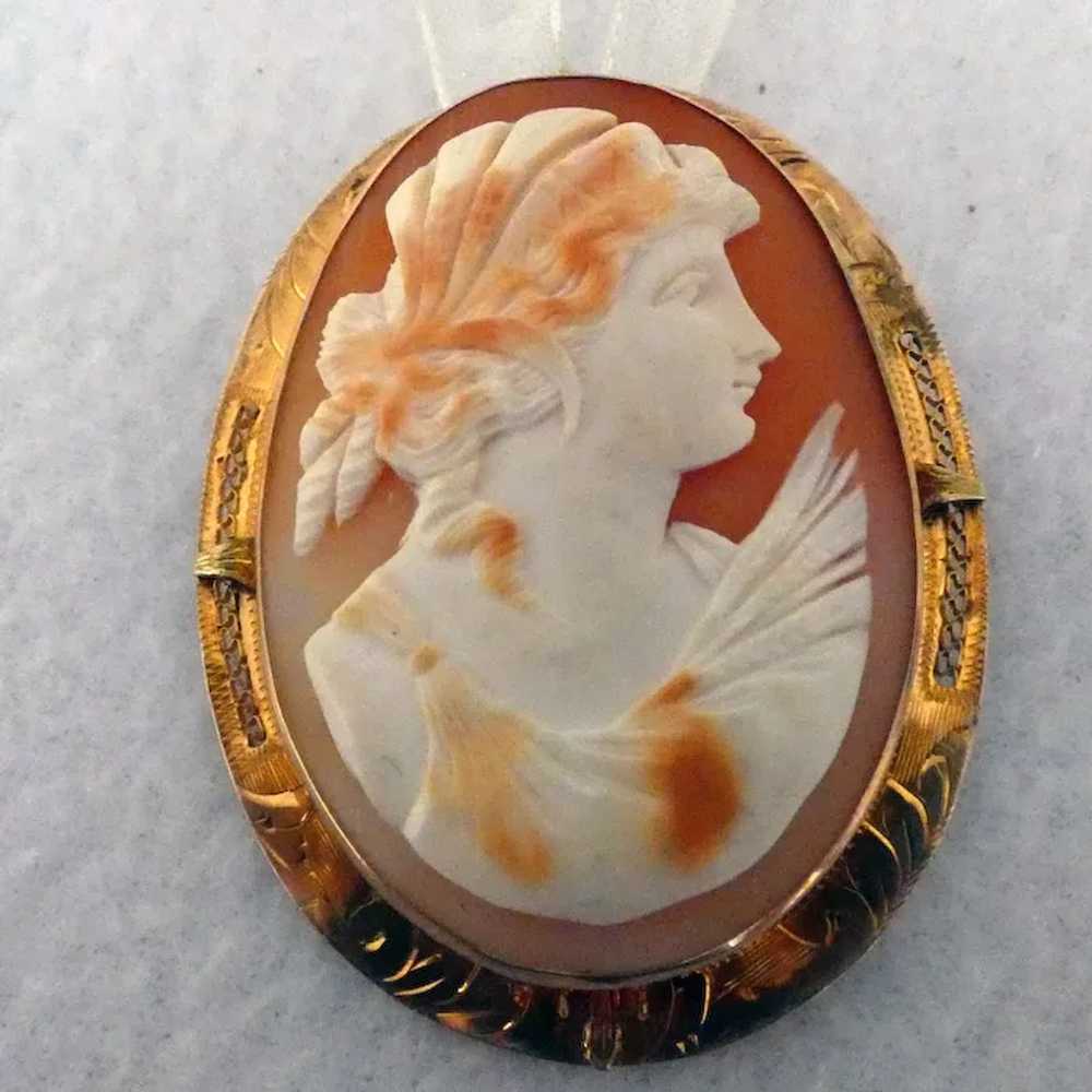 10k and Cameo Art Nouveau Necklace / Brooch - image 3