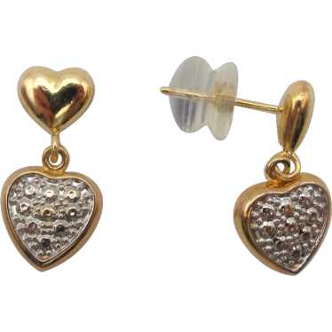 "Lets Play Hearts" Two-Tone Heart Dangle Earrings-