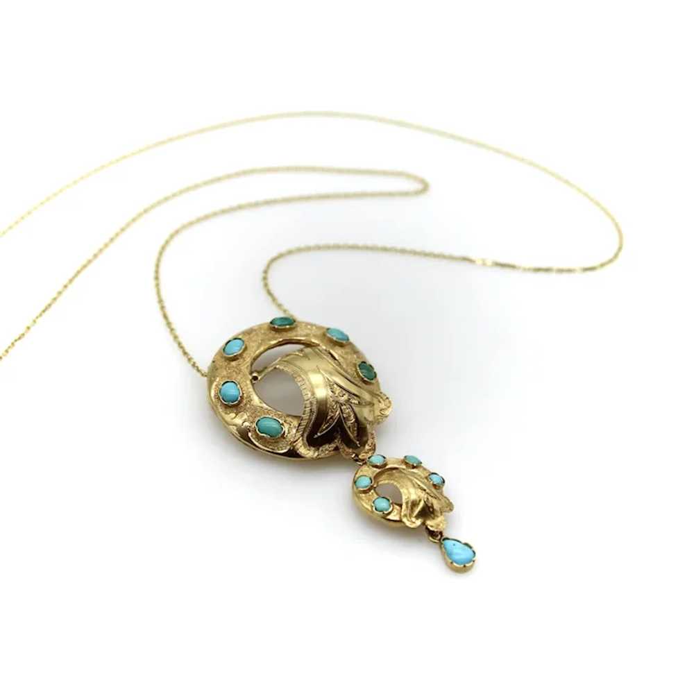 Victorian Etruscan Revival 14K Gold and Turquoise… - image 4