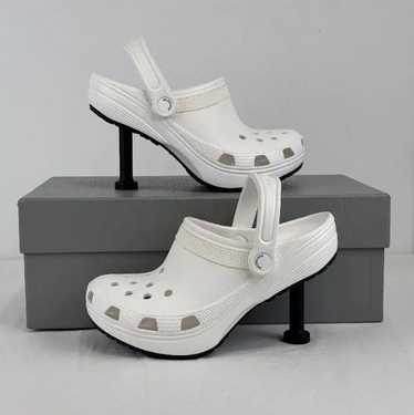 Balenciaga o1rshd1 Rubber Crocs Madame Heel in Whi