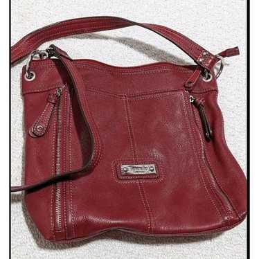 Tignanello Red Genuine Leather Slingbag Zipper Vi… - image 1