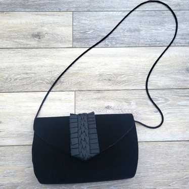 Vintage Carla Marchi shoulder hand bag black velve
