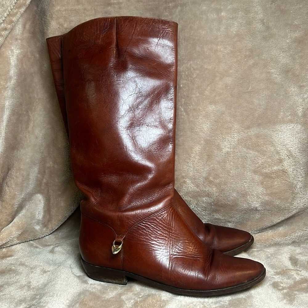 Vintage Etienne Aigner Riding Boot Brown Leather … - image 1
