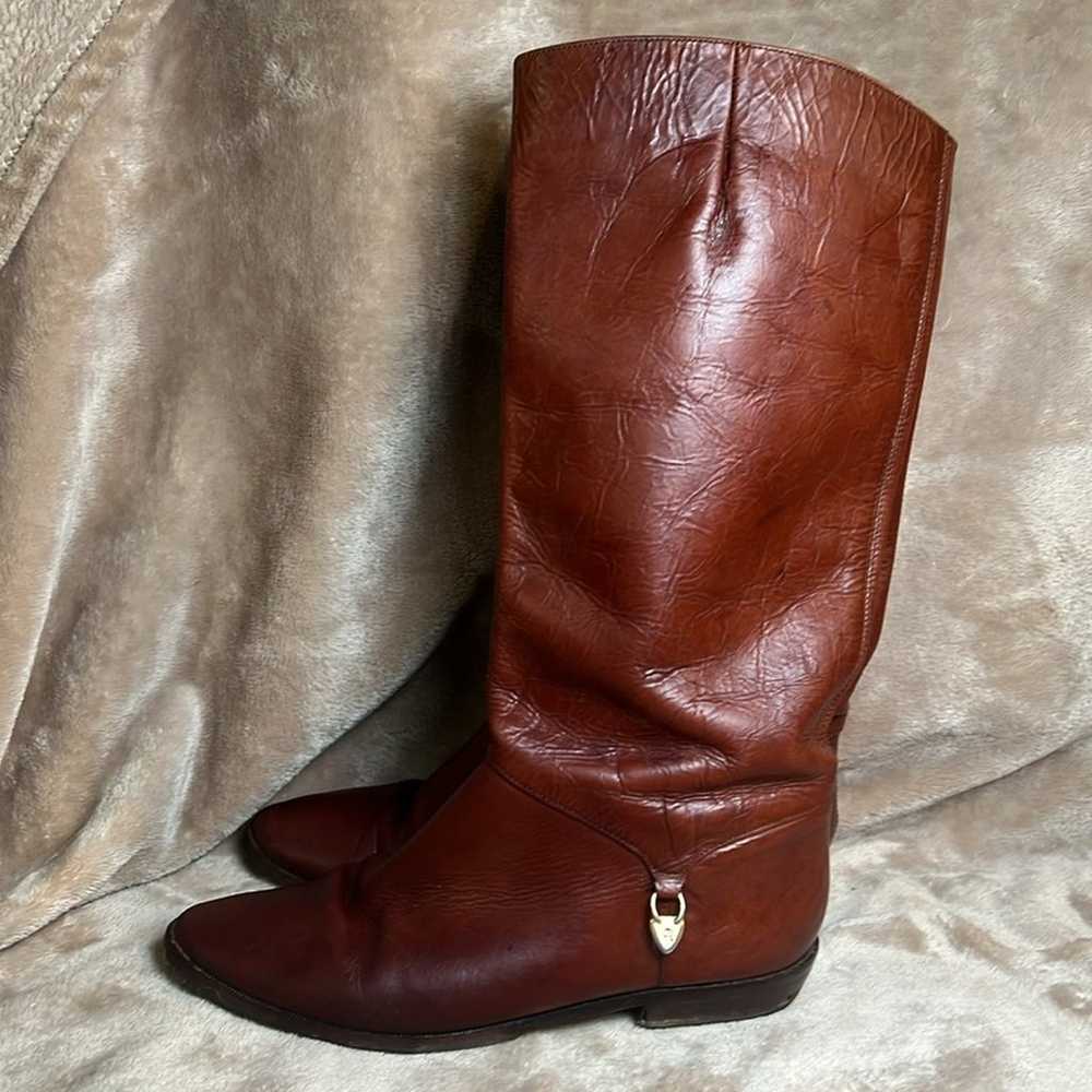 Vintage Etienne Aigner Riding Boot Brown Leather … - image 3