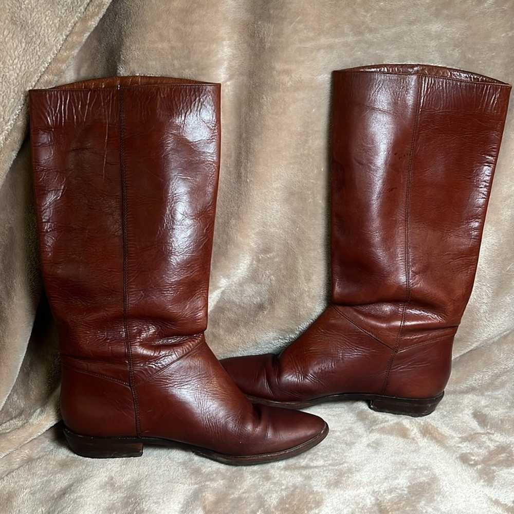 Vintage Etienne Aigner Riding Boot Brown Leather … - image 5