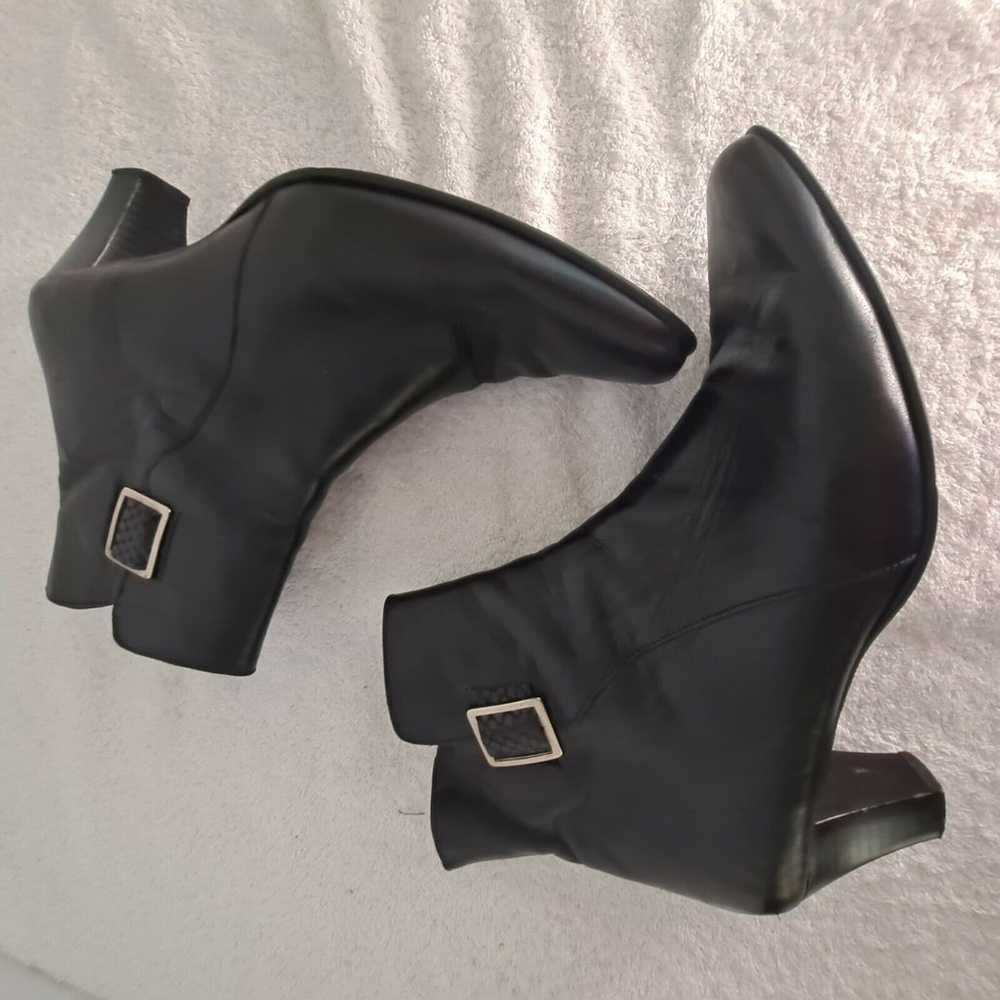 Vintage Ankle Boot Size 8 Leather Square Toe Snak… - image 10